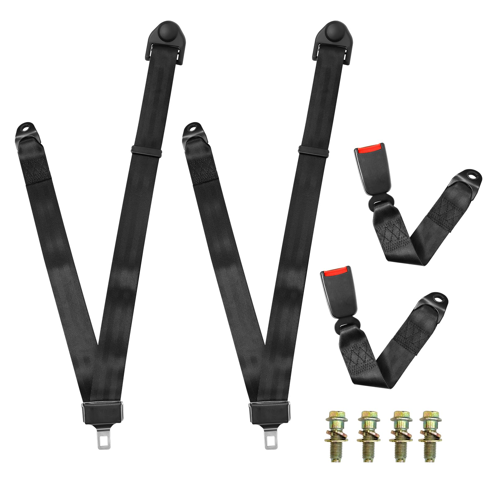 Photo 1 of 2PCS 3 Point Golf Cart Seat Strap Pads, Adjustable 3 Point Seat Harness Kit for Go Kart, Club Golf Cart, UTV, VR, Minivan Van, SUV, Vehicles (Black)