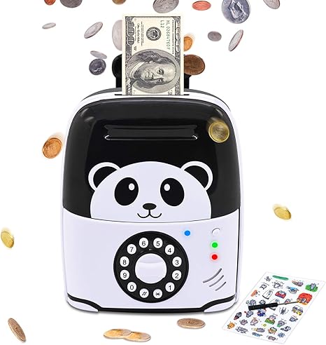 mommed atm savings bank mini atm for kids atm piggy bank for real money electronic kids safe with password kids banks for bills and coins kids