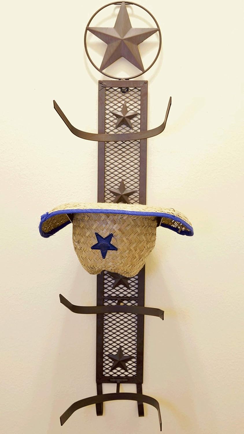 western hat racks on Amazon Com Bestgiftever Metal Star 4 Cowboy Hat Rack Fold Up Wall Hanging Decoration Rustic Western Style Home Kitchen