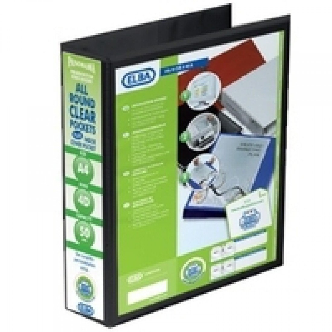 Emgee Presentation Ring Binder PVC 4 D-Ring 50mm Capacity A4 Black Ref 560333 [Pack of 4]