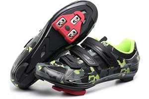 ROKNEMO Mens Cycling Shoes Compatible with Peloton Bike & SPD 2 Bolt Clips - Unisex Spin Bicycle Shoes with 3 Bolt Look Delta Cleats - Indoor Outdoor Road Bike Cycling