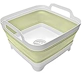 Collapsible Wash Basin 9L, Foldable Dish Tub with Drain Plug, Portable Collapsible Dish Basin, Camping Sink for Washing Dishe