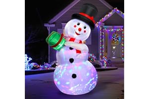 PAETAE Christmas Inflatables, 6FT Christmas Blow Up Snowman, Outdoor Inflatable Christmas Yard Decoration with Rotating LED Lights, Christmas Decor for Home,Holiday,Party,Garden