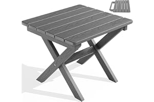 SERWALL Small Folding Side Table, HDPE Outdoor End Table for Patio, Porch, Deck, Pool, Gray