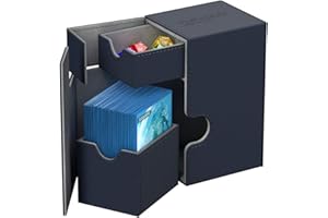 Ultimate Guard Flip 'n' Tray 80+, Deck Case for 80 Double-Sleeved TCG Cards + Dice Tray, Blue/Grey, Independent Magnetic Closure & Microfiber Lining