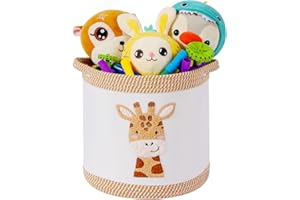 Toy Basket for Baby Laundry Hamper Blanket Baskets Cute Giraffe Nursery Hampers Toy Storage Basket, Woven Cotton Rope Nursery
