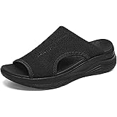 YESWIN Womens Orthopedic Platform Slides Sandals with Arch Support Ladies Comfortable Walking Open Toe Plantar Fasciitis Slip On for Summer