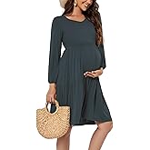 Smallshow Women's Maternity Dress Ruffle Long Sleeve Pregnancy Clothes