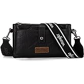 Wrangler Crossbody Wallet Purses Multi-function Card Holder Small Purse with Double Zipper