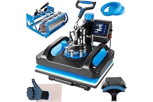 Topdeep Pro Heat Press 15x12 Inch, 5 in 1 Heat Press Machine with 30 OZ Tumbler Press, Swing Away T Shirt Pressing Machine, Combo Tumbler Heat Press Machine Sublimation for T-Shirt Tumblers Hat Cap