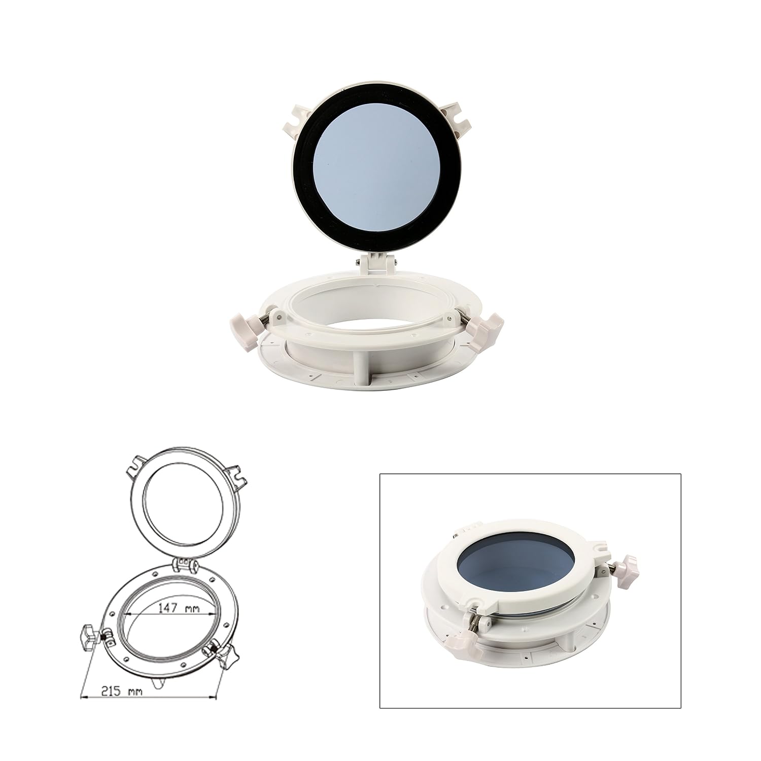 Amarine-Made 2-Pack Marine Opening Portlight Porthole - 15-3/4" X 7-7/8" Boat Window