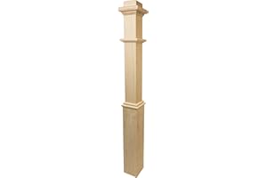 ASCENSION STAIR PARTS 961 - Wood Box Newel - Plain Style with Pedestal - 56 by 4 1/2 Inches (Red Oak)
