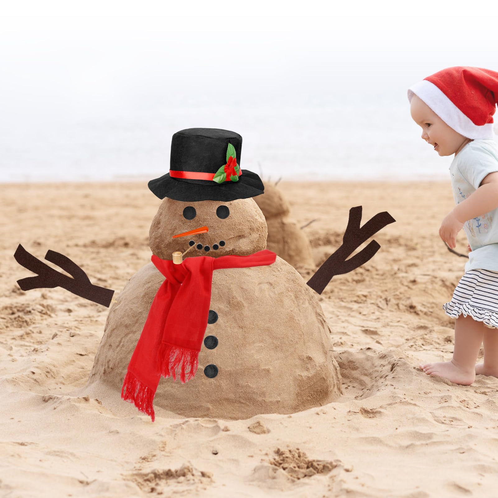 Colovis 16Pcs Snowman Decorating Kit, Snowman Making Kit Snow Toys for Winter Outdoor Party Christmas Holiday Decoration(1 Pack)