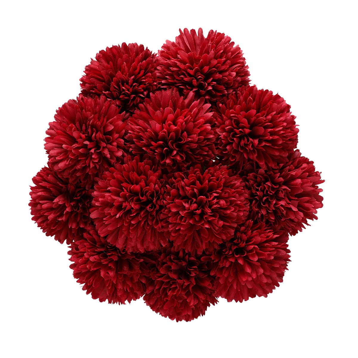 Tifuly Artificial Hydrangea Flowers, 12 Pcs Silk Chrysanthemum Small Ball Flowers for Home Garden Party Office Decoration Bridal Wedding Bouquets Floral Arrangement(Red)