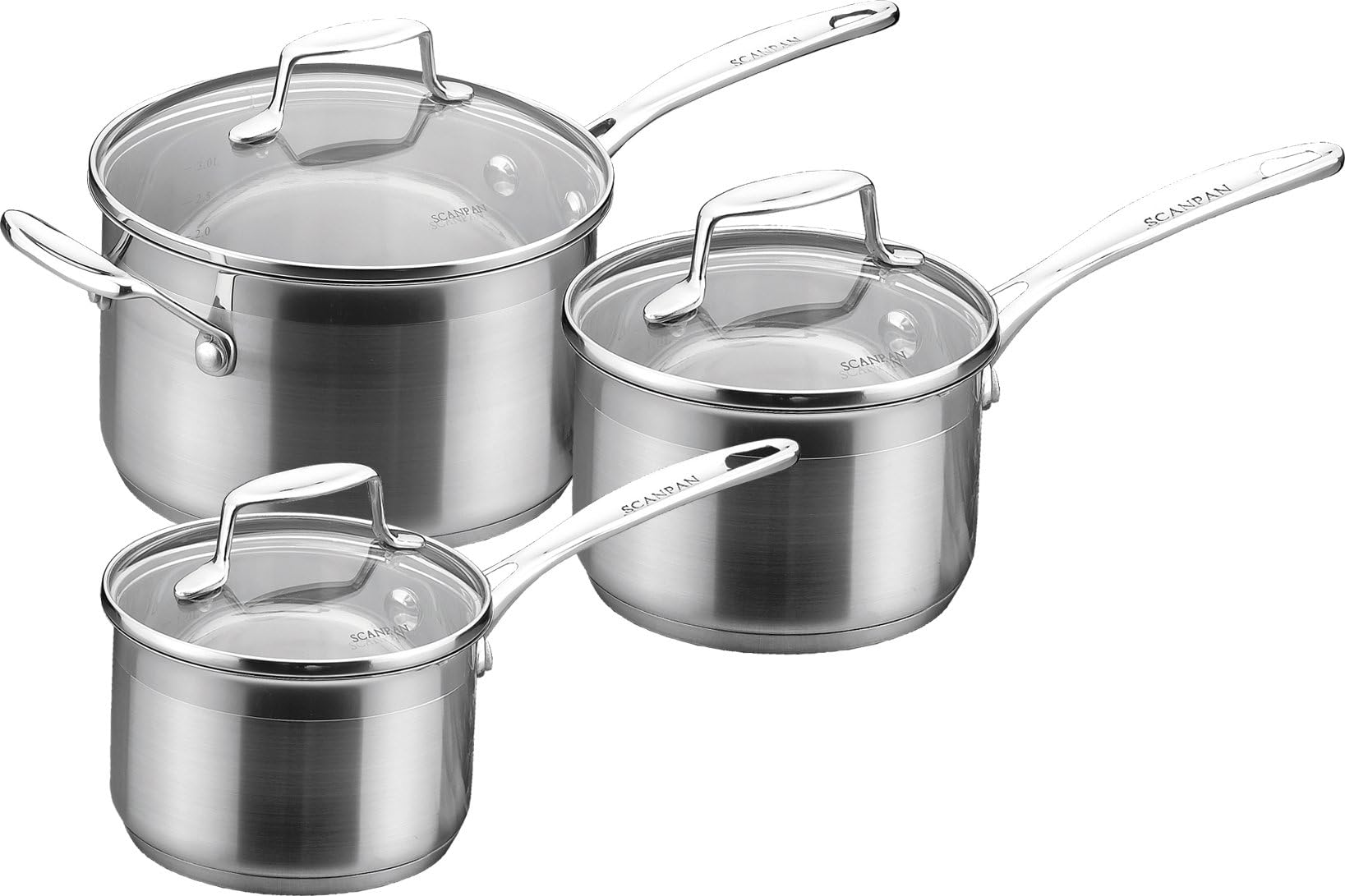 SCANPAN Impact sc71060000 – 1,2l – 1,8L Stainless Steel Set of 3 Saucepans with Lid 2.5 L