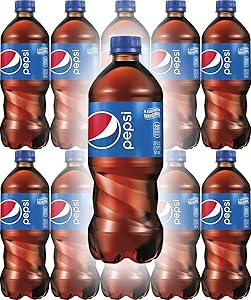 Pepsi Soda, 20oz Bottle (Pack of 10, Total of 200 Fl Oz)