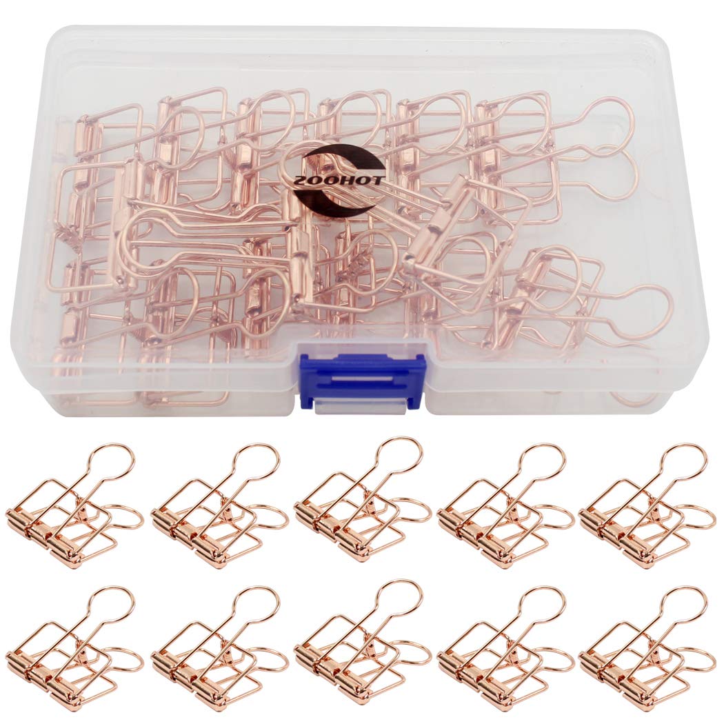 Zoohot 32mm Rose Gold Metal Binder Clips - Pack of 15