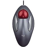 Logitech Trackman Marble Mouse, Four-Button, Programmable, Dark Gray (Renewed)