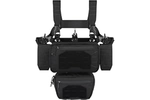 BOMTURN Chest Rig Tactical Chest Rig 1000D Molle Micro Chest Rigs Adjustable Detachable Modular Vest with Mag Pouch