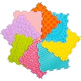 8 Pcs Sensory Mats, Sensory Tiles Puzzle Floor Mat for Kids Sensory Room Items，Different Patterns and Colors - Silicone Massa