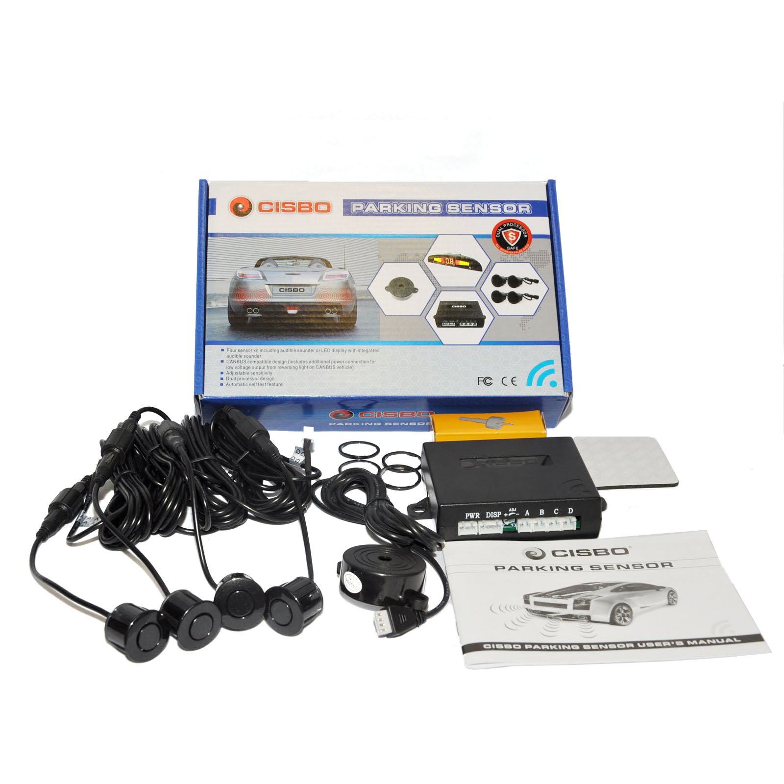 CISBO SB397 Parking Reverse Sensors Audio Buzzer Alarm Canbus Kit, Silver, Set of 4