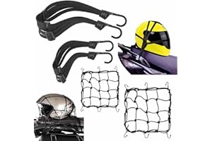 Elastic Cargo Net Set – 2 Motorcycle Helmet Nets & 2 Luggage Cargo Nets – Durable, Flexible, and Stretchable – Ideal for Moto