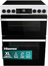 Hisense 60cm Electric Cooker Ceramic Hob White A Rated Double Oven 50L/80L