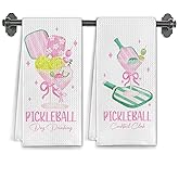 Elefeltclave Coquette Pickleball Cocktail Kitchen Towels, Gifts for Pickleball Lovers Dish Tea Towels for Kitchen Decor, Pickle Ball Gifts Hand Towels for Bathroom Decor, 16x24 Inch Set of 2