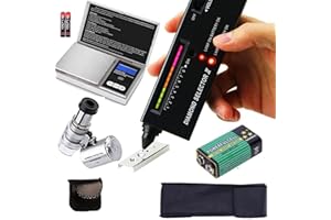 Diamond Tester Pen, High Accuracy Jewelry Diamond Tester＋200g/0.01g Mini Jewelry Scale＋60X Mini LED Magnifying, Professional 