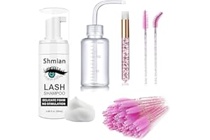 Shmian Lash Cleaning Kit, Eyelash Shampoo for Lash Extensions, Lash Shampoo Brushes Eyelash Extension Cleanser, Oil Free Foam for Lash Cleaning