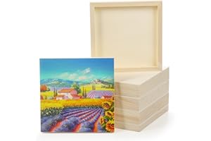 Frcctre 9 Pack 8 x 8 Inch Unfinished Pine Wood Panels, Square Wooden Cradled Painting Canvas Boards for DIY Art Crafts Projects, Pouring, Painting, Drawing
