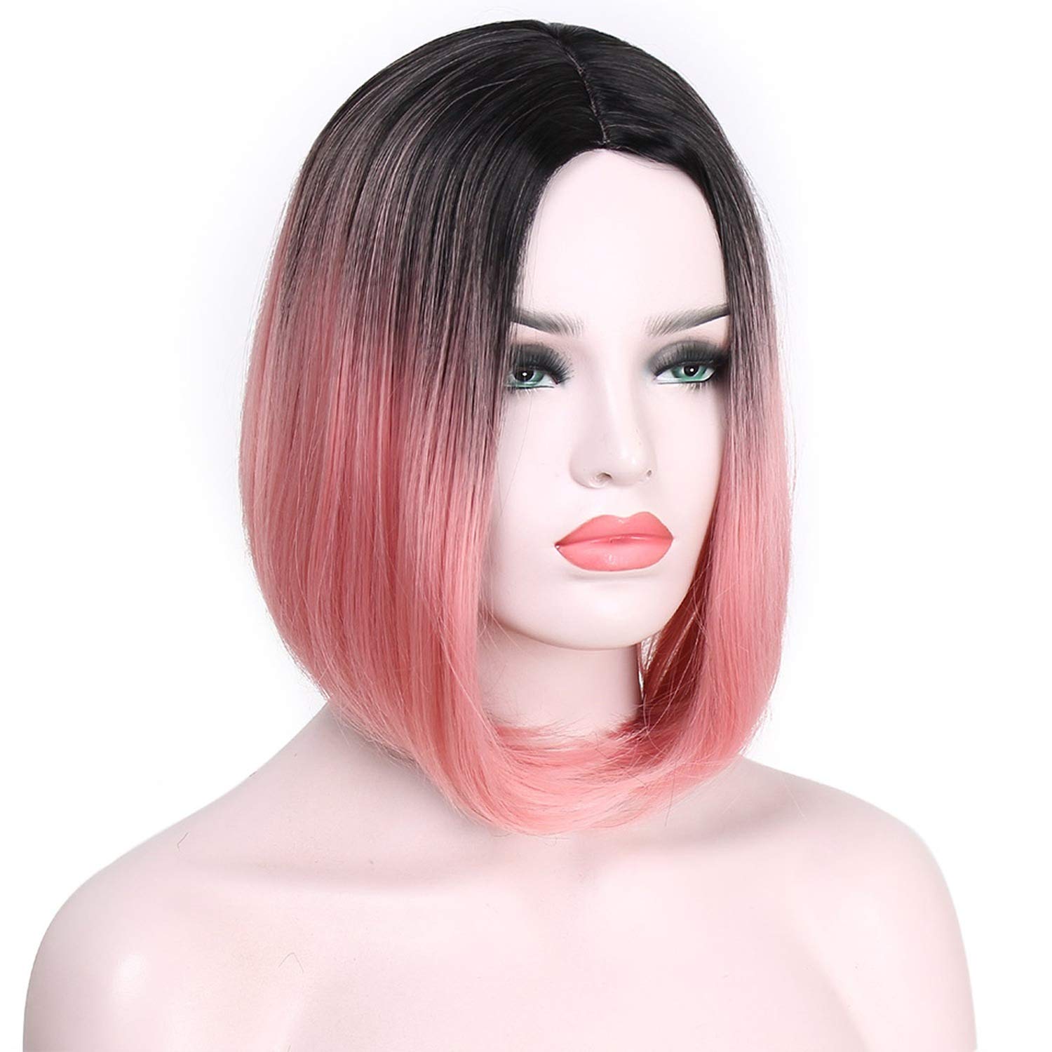 Amazon Com Short Blonde Ombre Straight Synthetic Wigs For Women