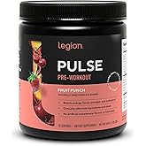 LEGION Pulse Pre Workout Supplement - All Natural Nitric Oxide Preworkout Drink to Boost Energy, Creatine Free, Naturally Sweetened, Beta Alanine, Citrulline, Alpha GPC (Fruit Punch)