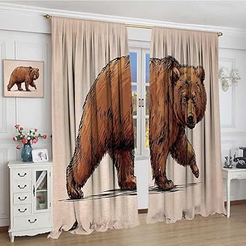 Amazon Com Youpinnong Bear Fabric Window Curtain Ink Drawing