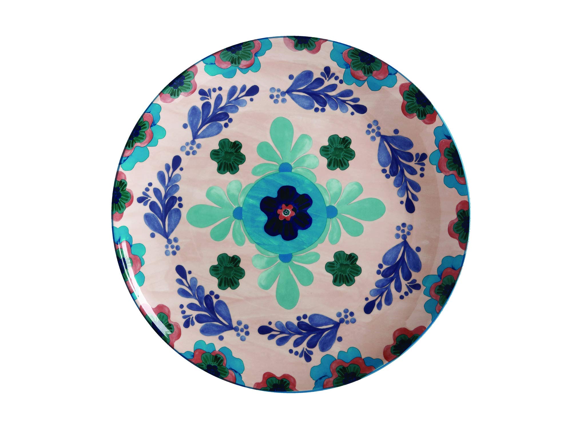 Maxwell & Williams Majolica Serving Platter with Floral Design in Gift Box, Round, Porcelain, Peach, 36.5 cm