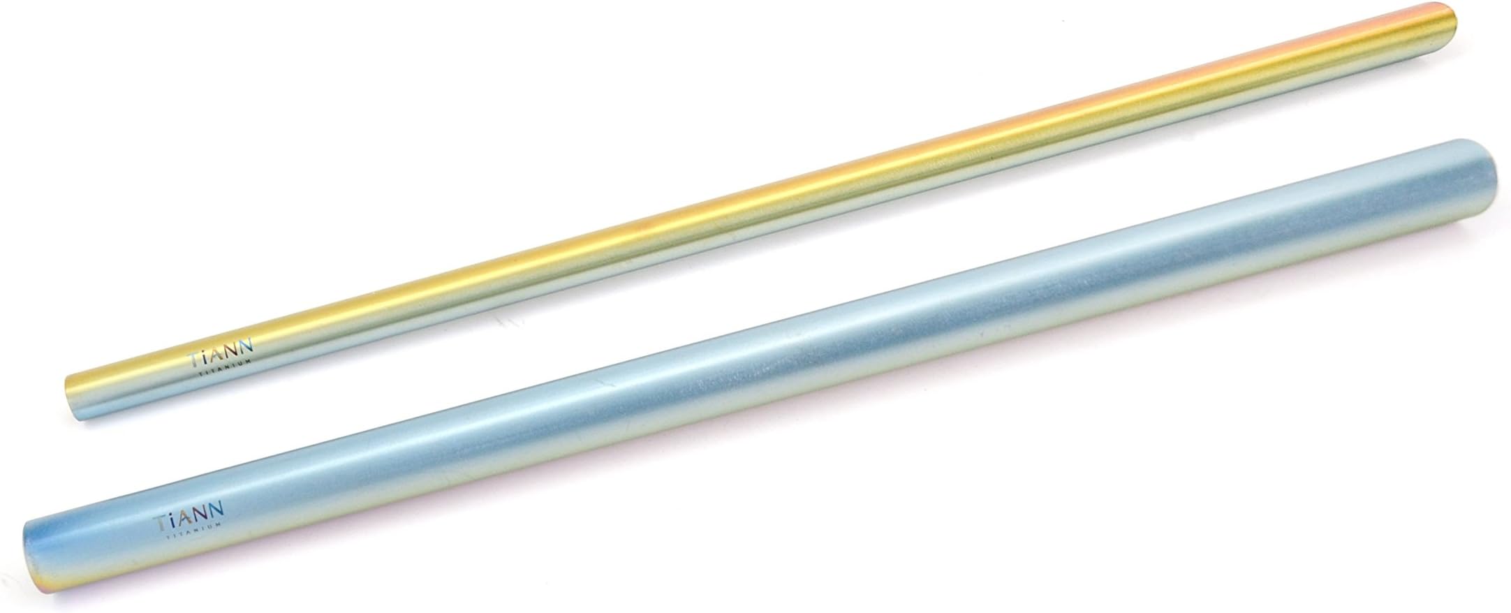 TiANN Titanium Straw Set - 8 + 12 mm Plain , 99.5% Pure Titanium Reusable for Kitchen Sports Outdoors Camping