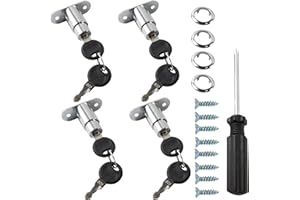 GXXMEI 4PCS Drawer Desk Wardrobe Cabinet Push Plunger Lock with 1pc Slotted Screwdriver, 3/4" Cylinder Diameter 7/8" Cylinder Length, Zinc Alloy Chrome Finish, Keyed Alike