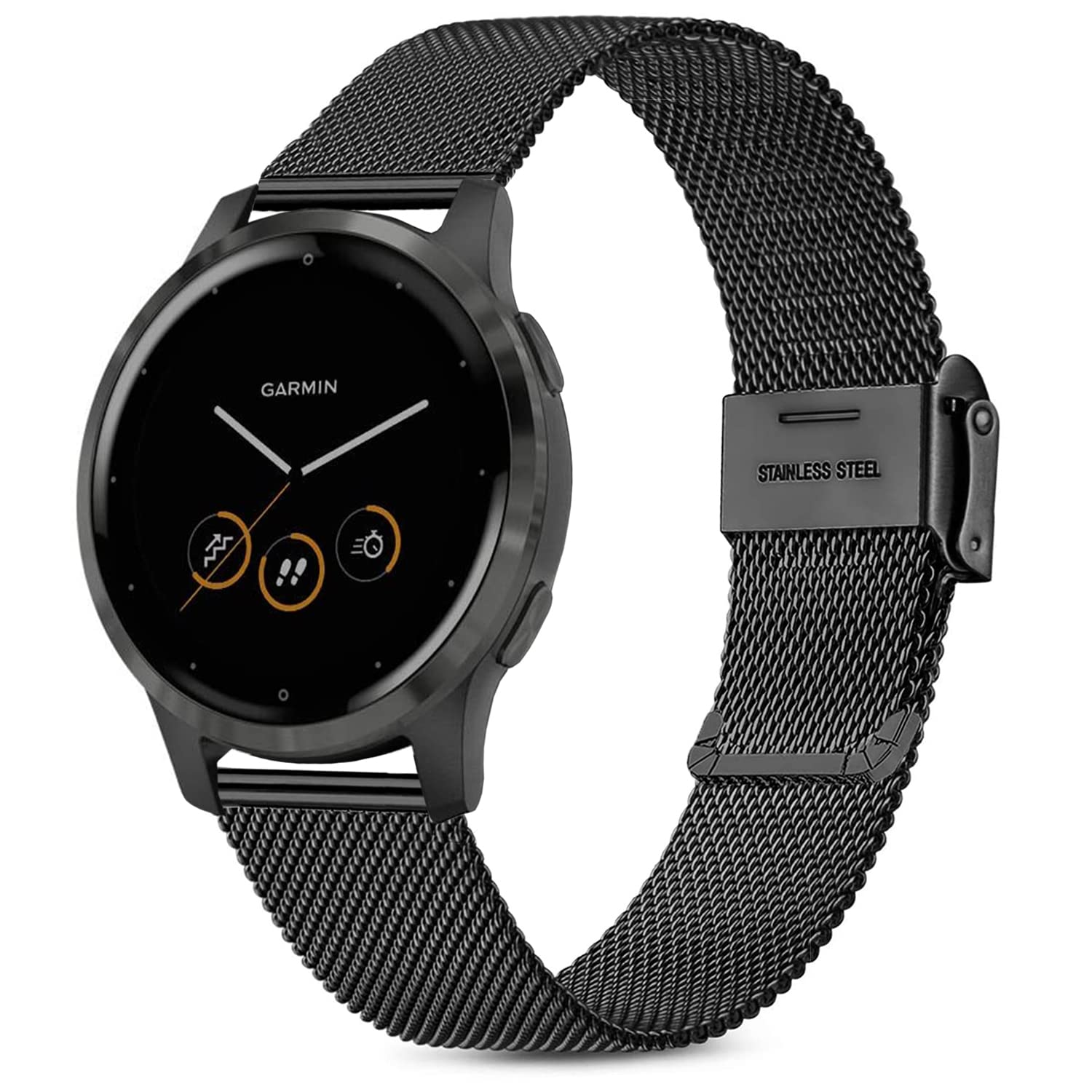 Issinlky band for Garmin Venu 4 41mm/Venu 2S/3S/Vivoactive 4S/Vivomove 3S, 18mm band Stainless Steel Metal for Fossil Ladies Gen 6/5E/4/3