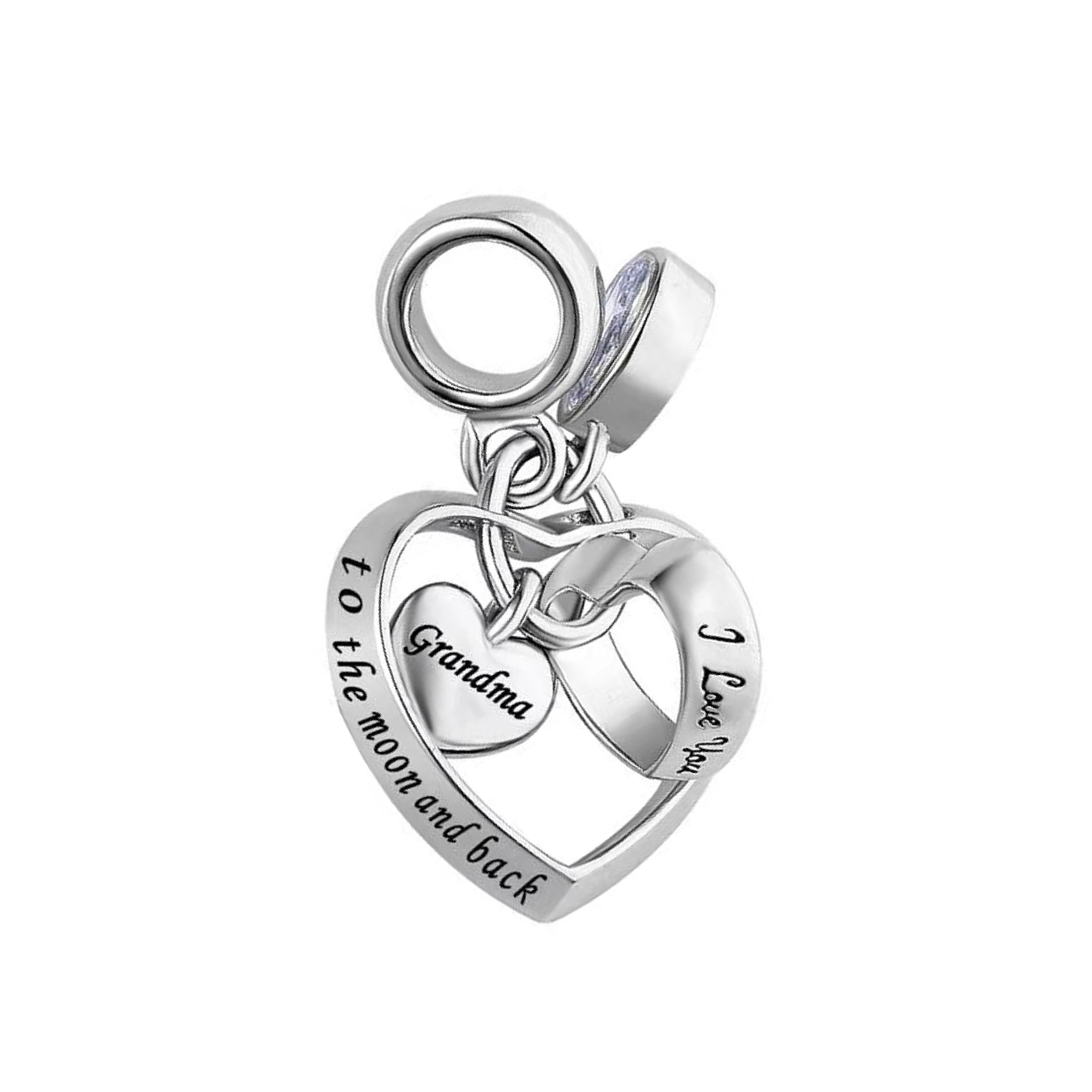 Grandma I Love You to the Moon and Back Interlocking Heart Charm fits Pandora Charms Bracelets Birthday Jewellery Gift for Granddaughter Grandmother Nanny