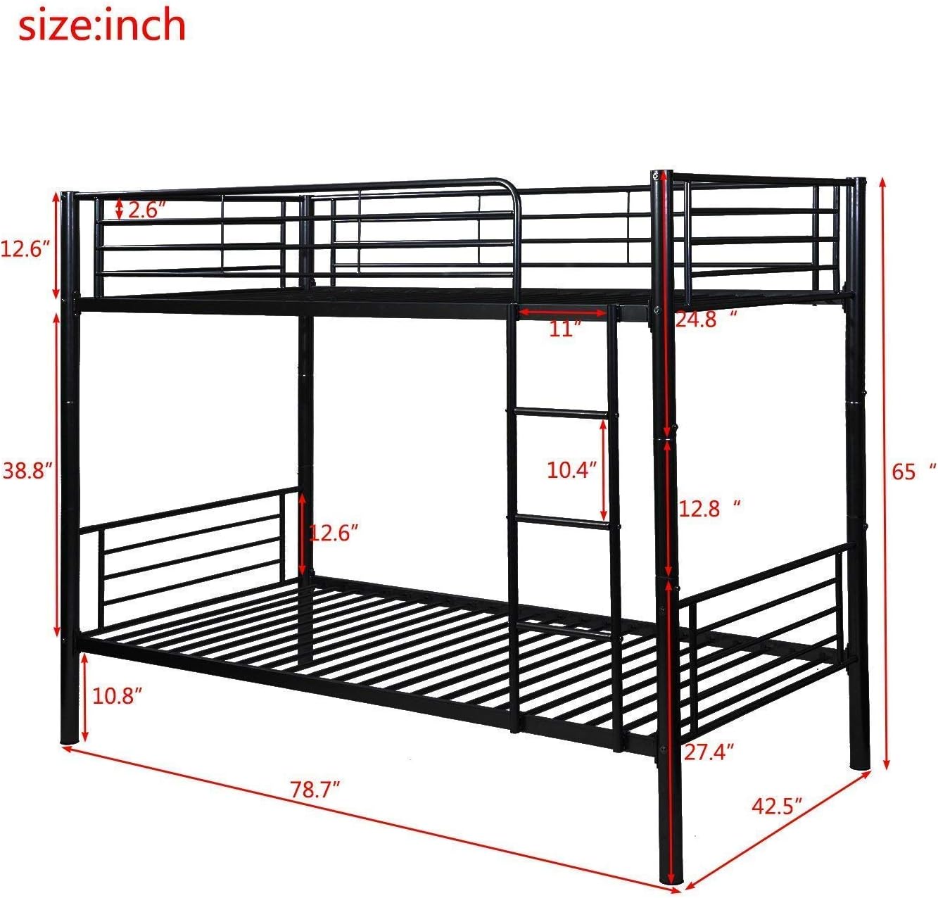 Silver Hooseng Modern Metal Steel Frame 400 Lb Heavy Duty With Stairs Side Guard Rails 10 8