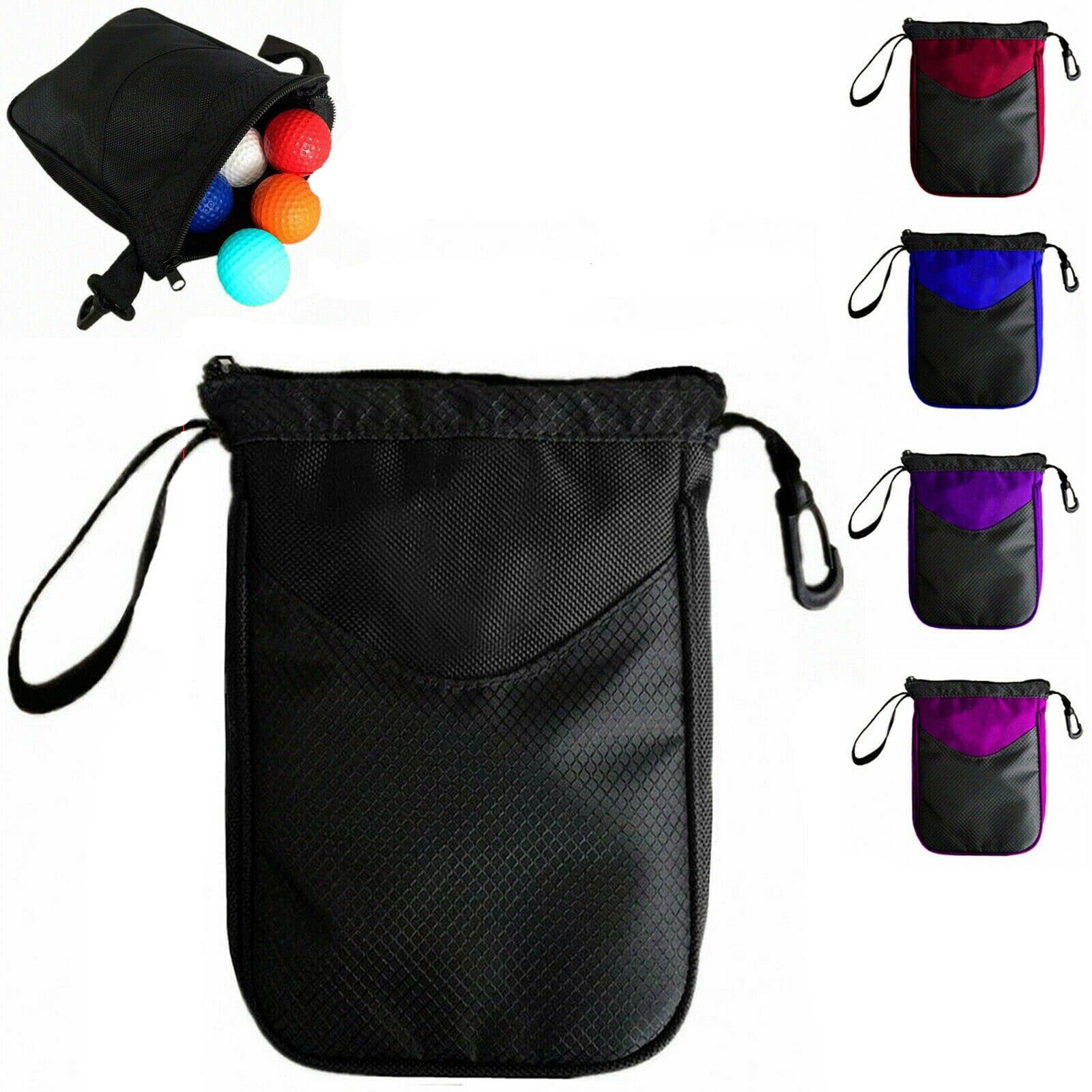 YNR Young & Relentless Golf Tee Pouch Bags Valuables Clips Inner Zipper Bag Hold 10 Balls Gifts 1 Pcs UK (Purple)