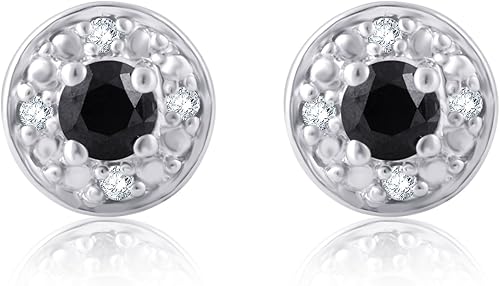 Amazon Com 1 4 Cttw Black And White Diamond Stud Earring In