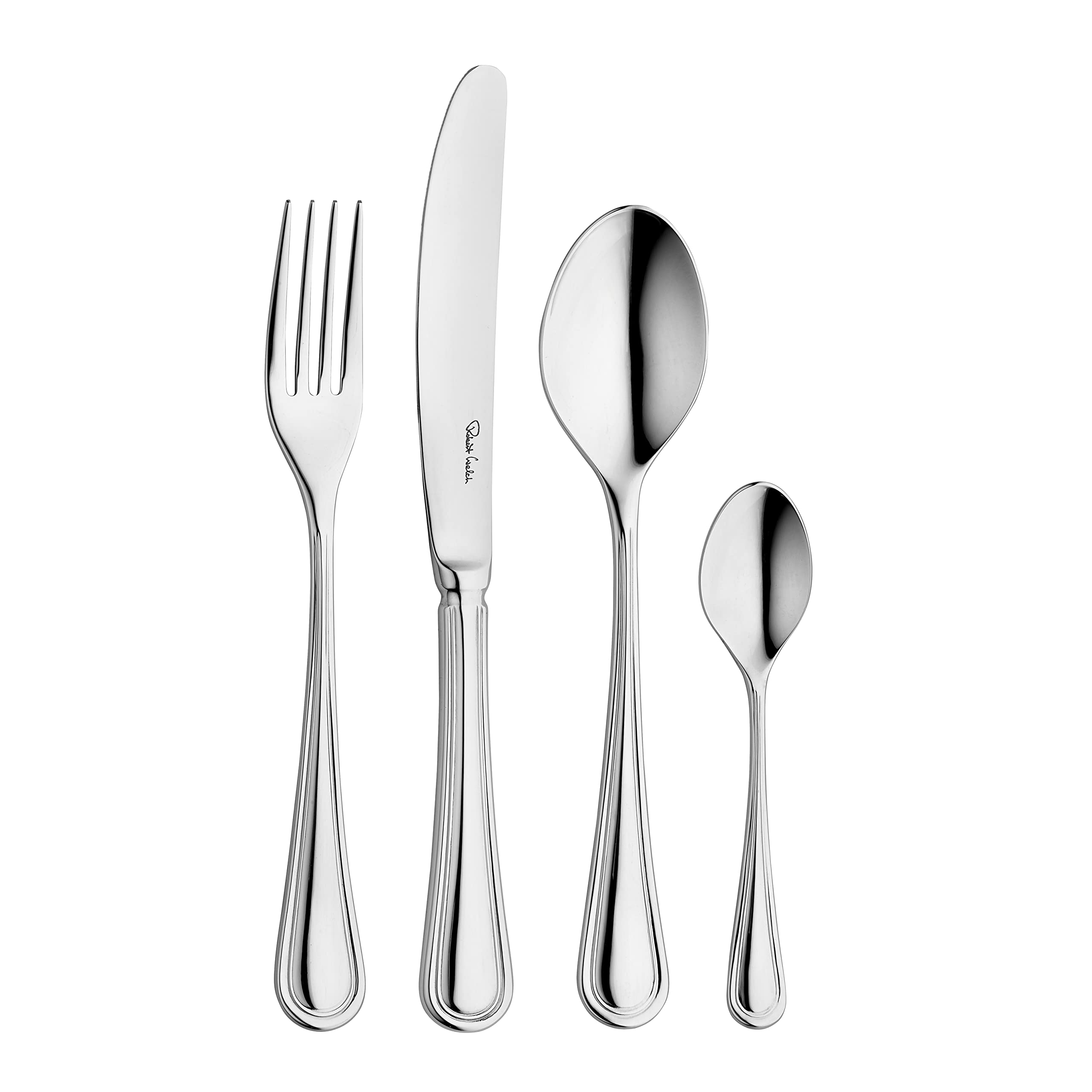 Robert Welch Aston Bright, 24 Piece Cutlery Set for 6 People. Made from Stainless Steel. Dishwasher Safe.