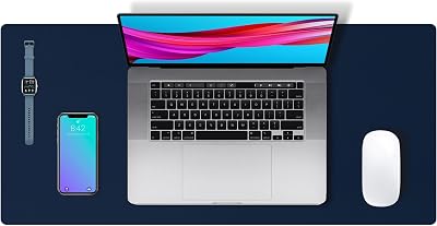 Aothia Desk Mat PU Leather 60x35 cm Non-Slip Waterproof Dark Blue
