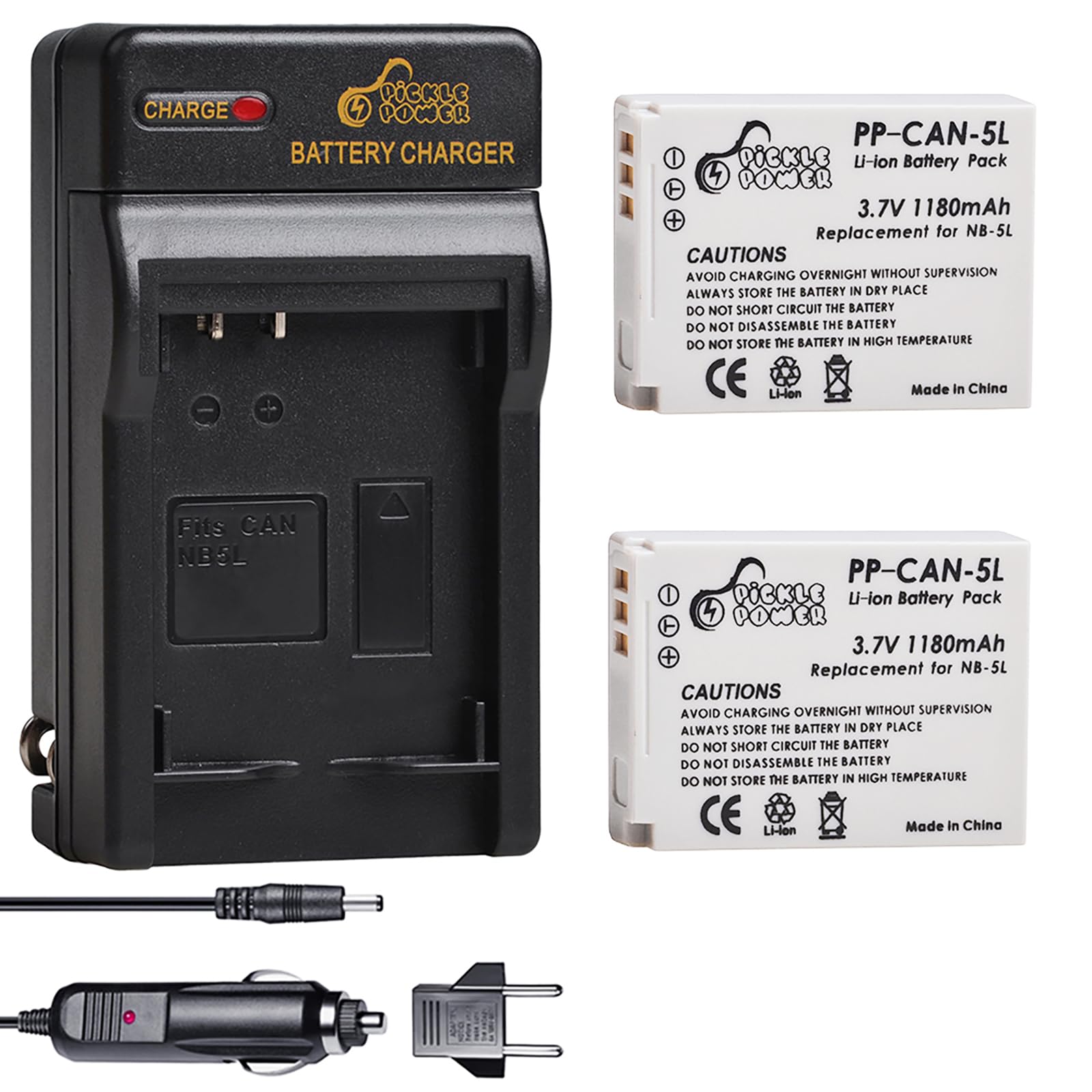 NB-5L NB5L Battery and Wall Charger for Canon PowerShot S100, S110