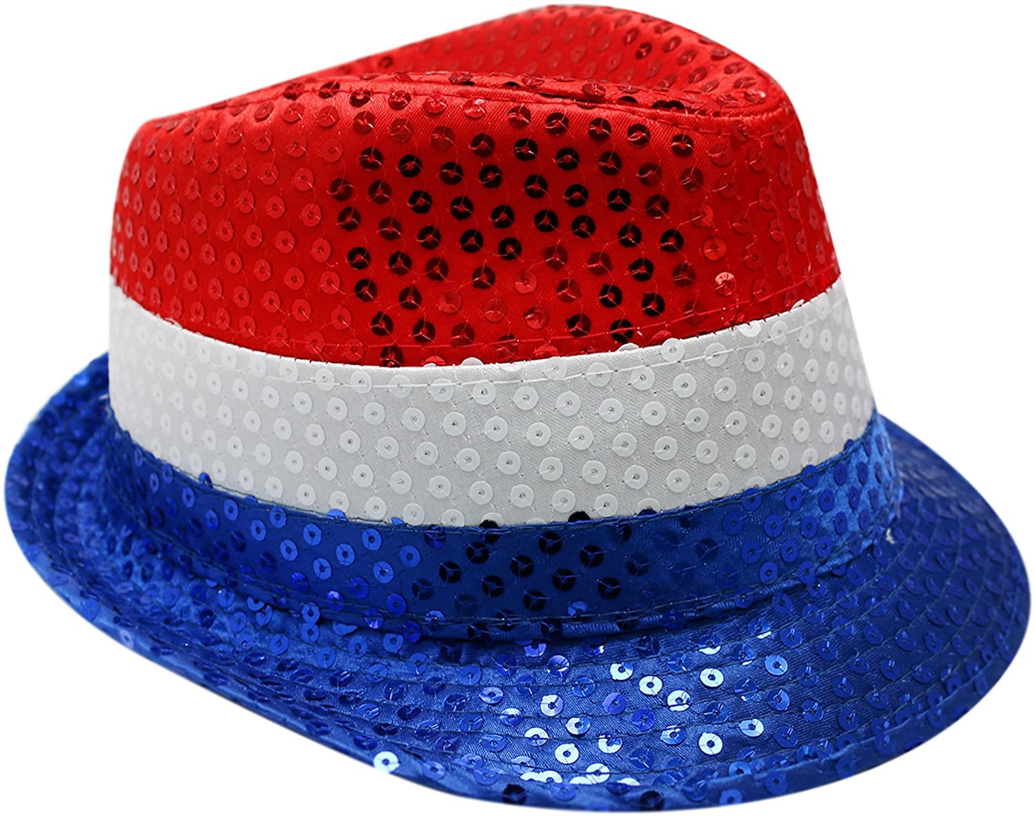 Robelli Union Jack/Great Britain Red, White & Blue Flag Sequin Trilby Hat