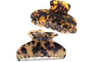 Big Claw Hair Clips for Women Girls Tortoise Hair Jaw Clips Large Hair Claw Clamps Celluloid Hair Clasp 2 Pack
