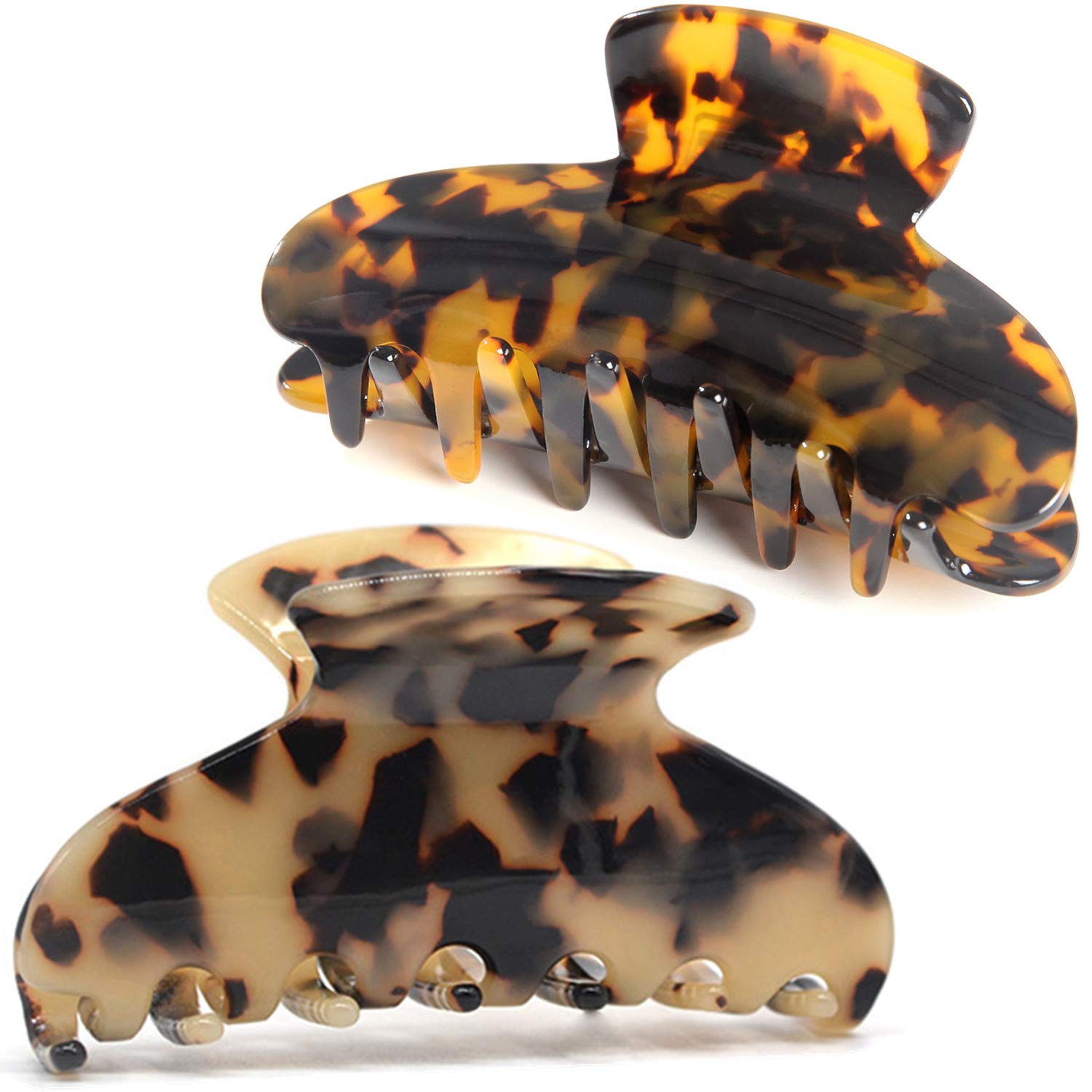 Big Hair Claw Clips Tortoise Shell Large Hair Claw Clips For Thick Hair,3.5 Inch Strong Hold Hair Jaw Clips Clamps For Women,2 Color Available(2 Pack)
