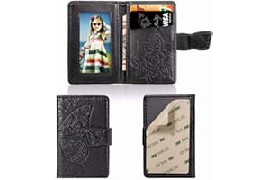 Ropigo Cell Phone Butterfly Wallet,Credit Card Holder for Back of Phone Pocket 3M Adhesive Sticker Card Pouch Sleeve for iPhone/Samsung Galaxy/Moto/Google/Android and Most Smartphones (A-Black)