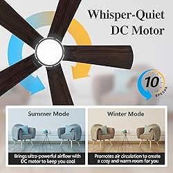 SMAAIR 52 Inch Low Profile Ceiling Fan with Light